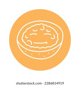 Satisfied passion fruit color line icon. Mascot of emotions. Pictogram for web page, mobile app, promo.