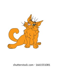 A satisfied red cat winks an eye.Isolated vector design for online communications, networks, social networks, web design, mobile messages.animals