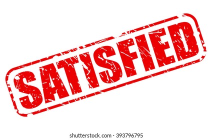 SATISFIED RED STAMP TEXT ON WHITE