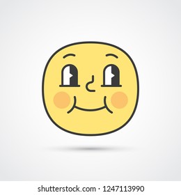 Satisfied smile emoji with big eyes. Cute face. Vector eps10