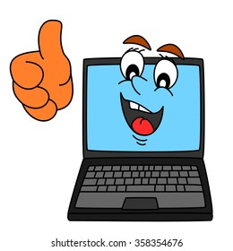 Satisfied Smiling Thumbsup Computer Vector Stock Vector (Royalty Free ...