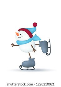 Satisfied snowman skiing