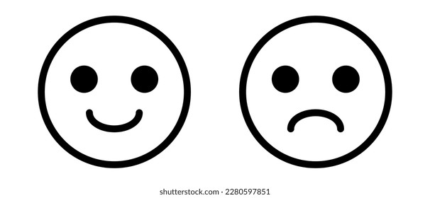 Satisfied and unsatisfied face icon set. Vector.