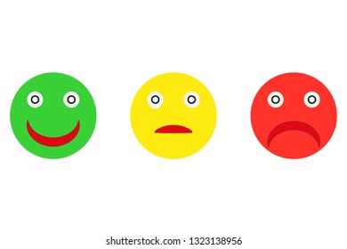 Satisfying emoticons on white background.