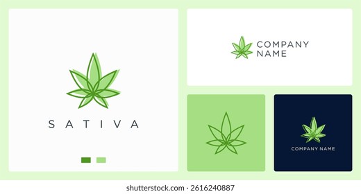 Sativa leaf logo design template