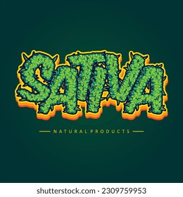 Sativa typeface cannabis buds letter effect illustrations vector illustrations for your work logo, merchandise t-shirt, stickers and label designs, poster, greeting cards advertising business company