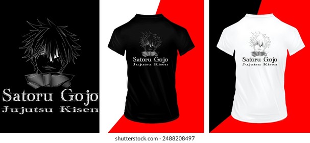 satoru gojo jujutsu kisen, t-shirt illustration, vactor t-shirt design, Vector graphics for t-shirts and other uses