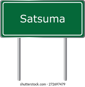 Satsuma, Alabama, road sign green vector illustration, road table, USA city