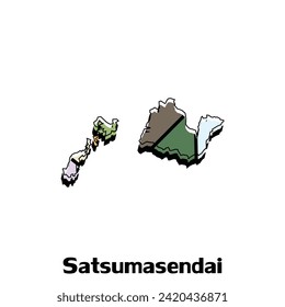 Satsumasendai High detailed illustration map, Japan map, World map country vector illustration template