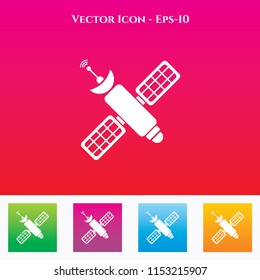 Sattelite Icon in Colored Square box. eps-10