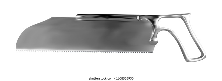 Satterlee Bone Saw with Ring Handle Stainless Steel Blade. Medical manual surgical instrument. Vector illustration