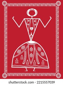 Dibujo sattriya en Warli Painting, danza india Sattriya Warli arte, ilustración, vector, fondo de pantalla.