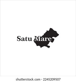 Mapa de Satu Mare y diseño de letras negras sobre fondo blanco
