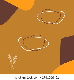Fondo de color beige y marrón saturado con lugar para el texto. Plantilla para la promoción de bienes y servicios con puntillas decorativas. Composición vectorial moderna para publicidad, presentación, web.