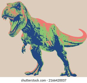 saturated colors dinosaurs pop art vector