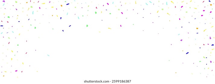 Saturated Confetti Festival Vector Transparent Panoramic Background. Festive Carnaval Splash Illustration. Acid Sand Celebrate Wallpaper. Intense Fraction Effect Design.