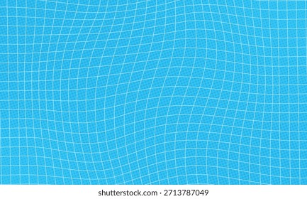 Ein gesättigter türkiser Hintergrund mit einem auffälligen weißen, subtil verzogenen geometrischen Raster, das auf einem schwachen weißen Rasterpunktmuster aufliegt und eine moderne visuelle Verzerrung im Pop Art-Stil erzeugt.