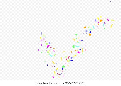 Saturated Dot Fun Vector Transparent Background. Spectacular Festive Grit Pattern. Color Circle Christmas Card. Rainbow Confetti Top Texture.