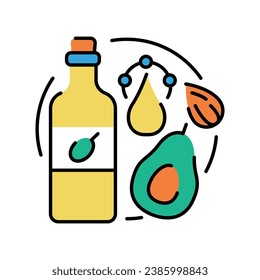 Saturated fat color line icon. Nutrition facts. Daily ingredients and micronutrients.  