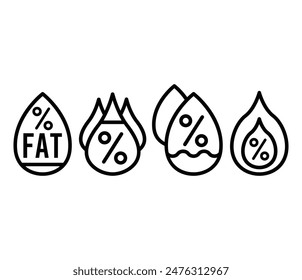 saturated fat icons symbol vector design simple line black white color illustration template 