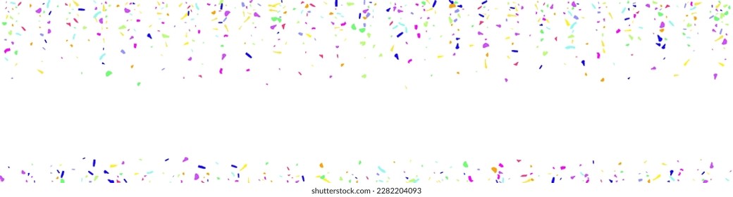 Saturated Fraction Carnival Vector White Panoramic Background. Trendy Abstract Shine Design. Colorful Grain Fun Card. Cheerful Grit Christmas Texture.