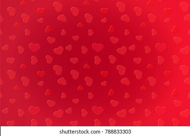 Saturated love background with red scattered hearts
