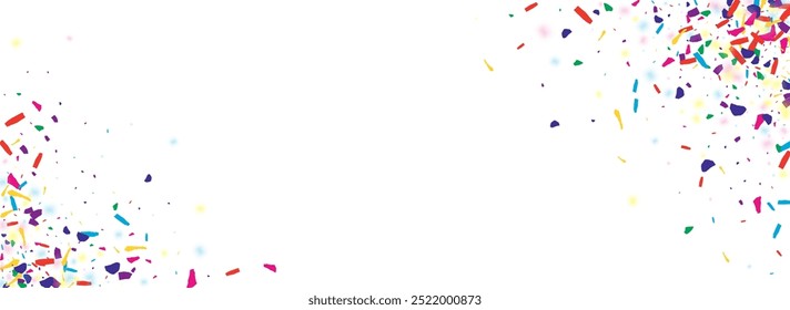 Saturated Polka Invitation Vector White Panoramic Background. Acid Festive Round Illustration. Cheerful Powder Effect Card. Color Dust Celebrate Pattern.