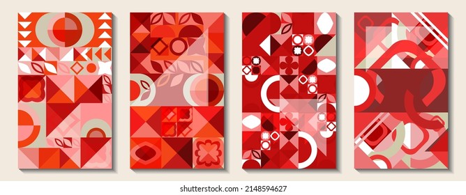 Saturated red geometric abstract templates for placing text. Use as wallpapers, backgrounds, covers, for printing products, banners, promotions, promotions, discounts, etc.
