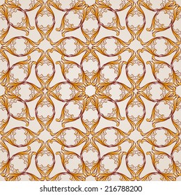 Saturated seamless abstract floral pattern in the form of golden flowers