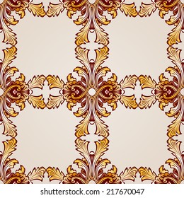 Saturated seamless abstract floral pattern in the form of frameworks
