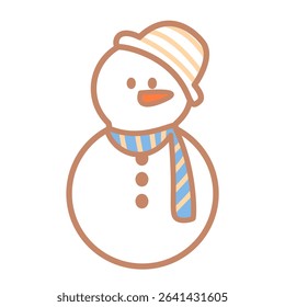 saturated snowman cookie with contrasting hat and scarf, vector illustration
