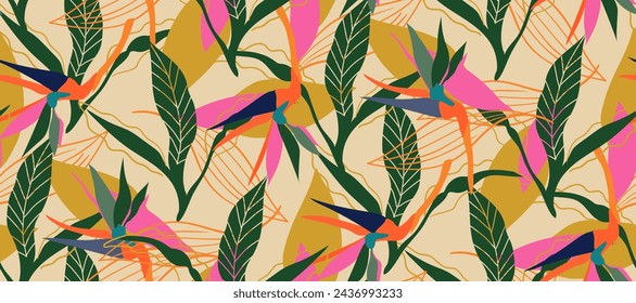 Saturated wild bright tropical positive cheerful multicolored abstract seamless summer patern.