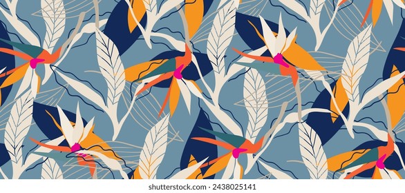 Saturated wild bright tropical positive cheerful multicolored abstract seamless summer patern.