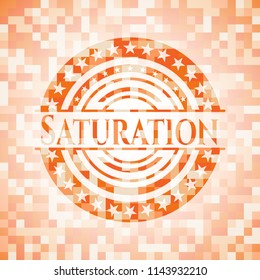 Saturation abstract orange mosaic emblem with background