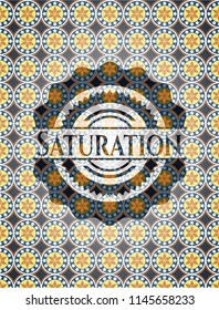 Saturation arabic badge background. Arabesque decoration.