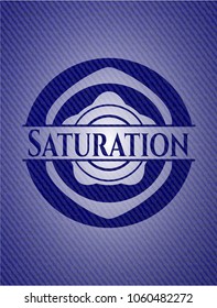 Saturation badge with denim background
