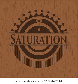 Saturation badge with wood background