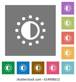 Saturation control flat icons on simple color square backgrounds