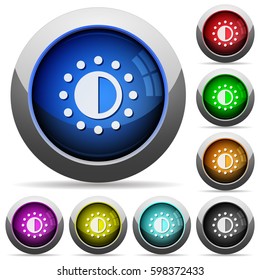 Saturation control icons in round glossy buttons with steel frames