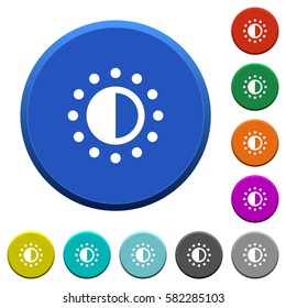 Saturation control round color beveled buttons with smooth surfaces and flat white icons