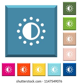 Saturation control white icons on edged square buttons in various trendy colors