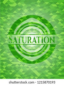 Saturation realistic green emblem. Mosaic background