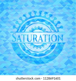 Saturation sky blue mosaic emblem