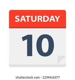 Saturday 10 - Calendar Icon - Vector Illustration
