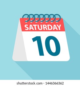 Saturday 10 - Calendar Icon - Vector Illustration