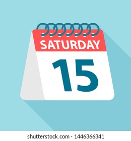Saturday 15 - Calendar Icon - Vector Illustration