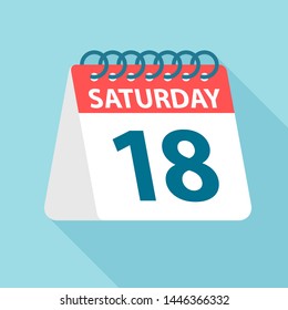 Saturday 18 - Calendar Icon - Vector Illustration