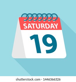 Saturday 19 - Calendar Icon - Vector Illustration