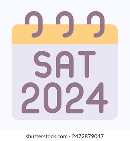 Saturday 2024 Calendar, Vector Calendar. Flat Style Isolated Vector Icon.