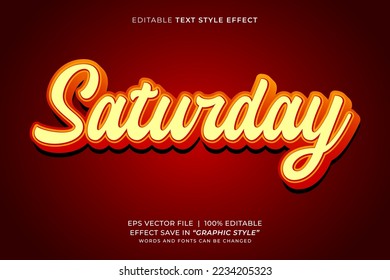 Saturday 3D editable text effect template